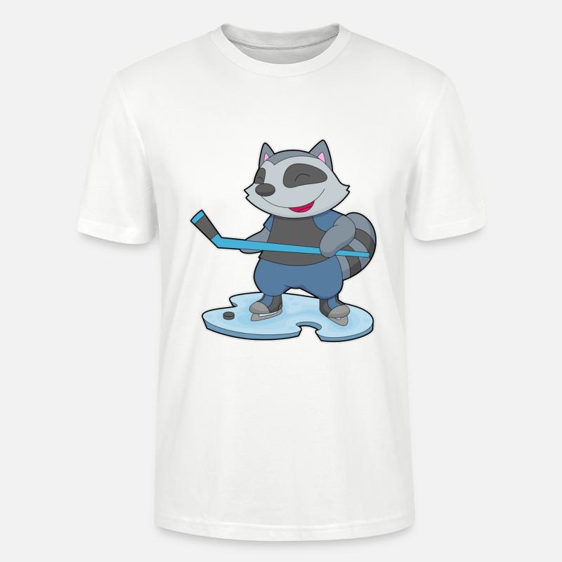 Waschbär Eishockey Eishockeyschläger - Stanley/Stella Unisex Bio-T-Shirt CRAFTER - Weiß