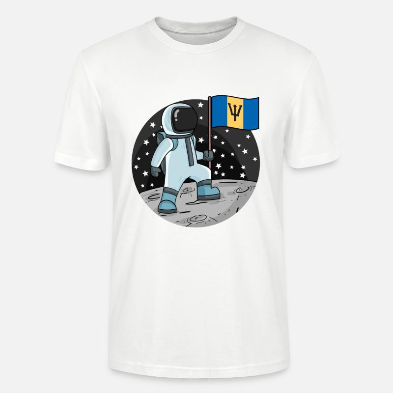 Drapeau astronaute Barbade - T-shirt bio CRAFTER Stanley Stella Unisexe - blanc