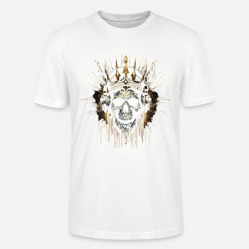 Crâne de jeu avec couronne - T-shirt bio CRAFTER Stanley Stella Unisexe - blanc
