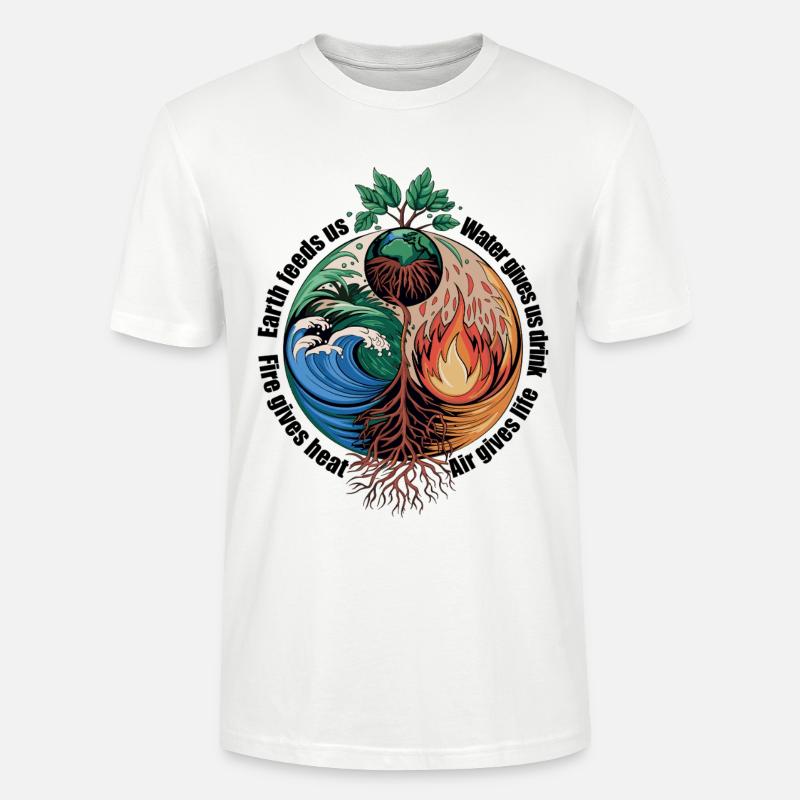 Vier-Elemente-Baum - Erde, Wasser, Feuer, Luft - Stanley/Stella Unisex Bio-T-Shirt CRAFTER - Weiß