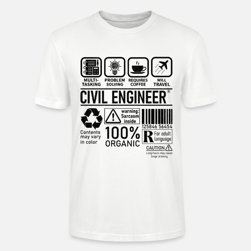 Ingénieur civil multitâche résolution de problèmes - T-shirt bio CRAFTER Stanley Stella Unisexe - blanc