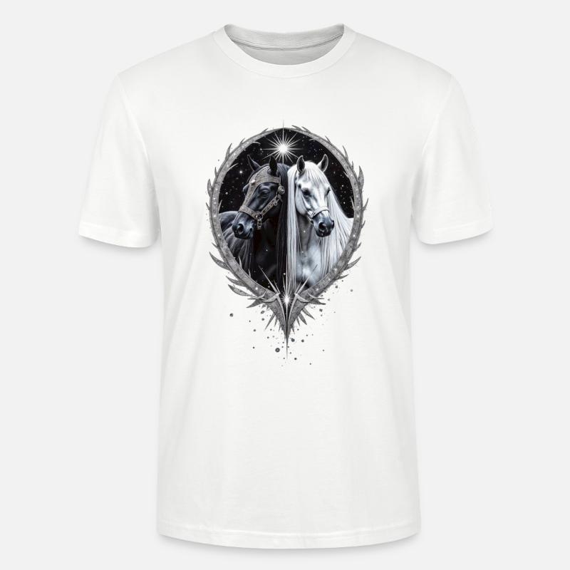 Zwei Pferde, Freunde fürs Leben, Geschenk - Stanley/Stella Unisex Bio-T-Shirt CRAFTER - Weiß