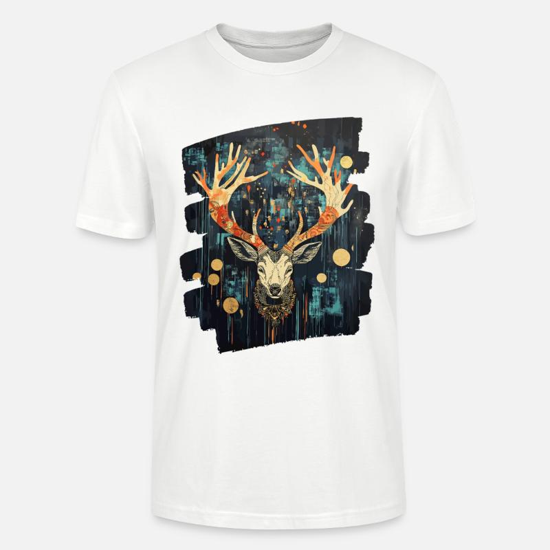 Hirsch mit Geweih - Stanley/Stella Unisex Bio-T-Shirt CRAFTER - Weiß