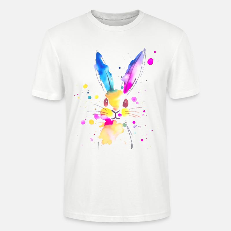 Lapin abstrait à l'aquarelle 🐇 - T-shirt bio CRAFTER Stanley Stella Unisexe - blanc