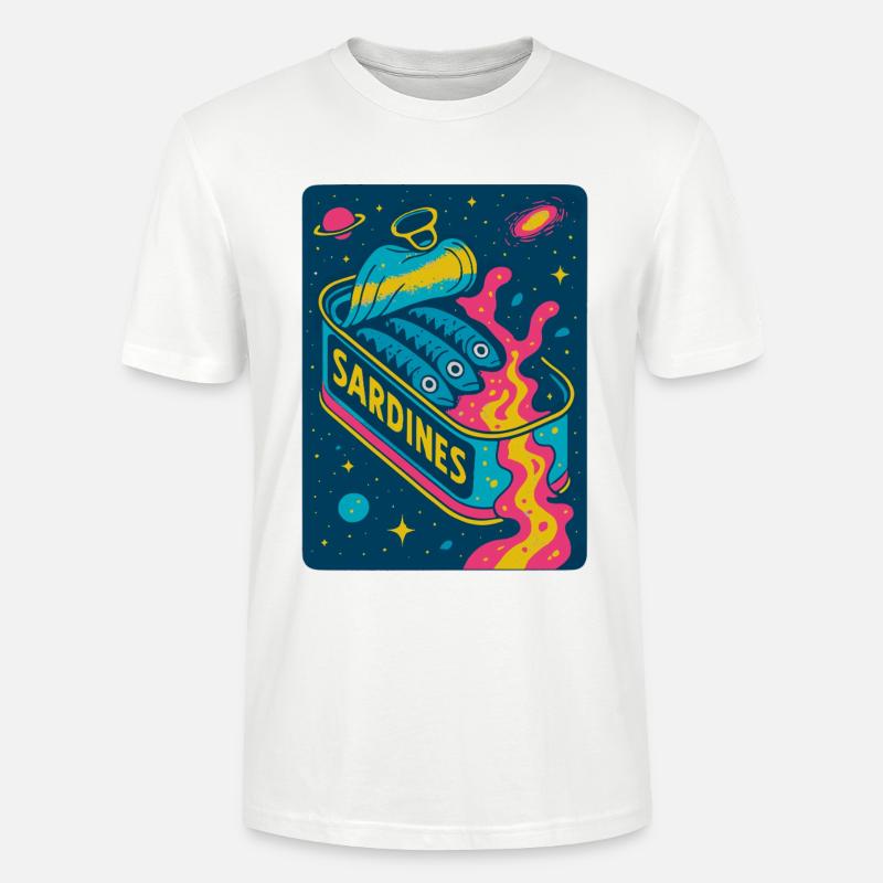 Kosmische Sardinen Retro Kunst - Stanley/Stella Unisex Bio-T-Shirt CRAFTER - Weiß
