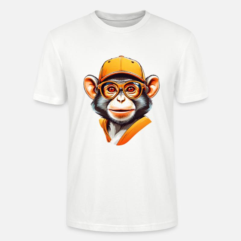 Cool Affe mit Cap und Brille - Stanley/Stella Unisex Bio-T-Shirt CRAFTER - Weiß