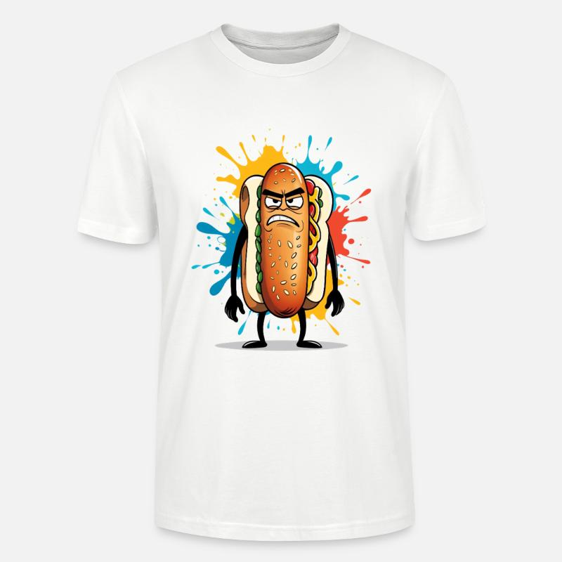 Wütender Hotdog mit Farbexplosion - Stanley/Stella Unisex Bio-T-Shirt CRAFTER - Weiß