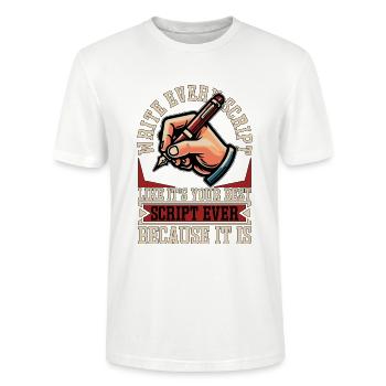 Screenwriter Write Every Script Like Scripwriting - Stanley/Stella CRAFTER Unisex Organic T-Shirt - white - Front - Alina (178cm) & Michal (187cm)