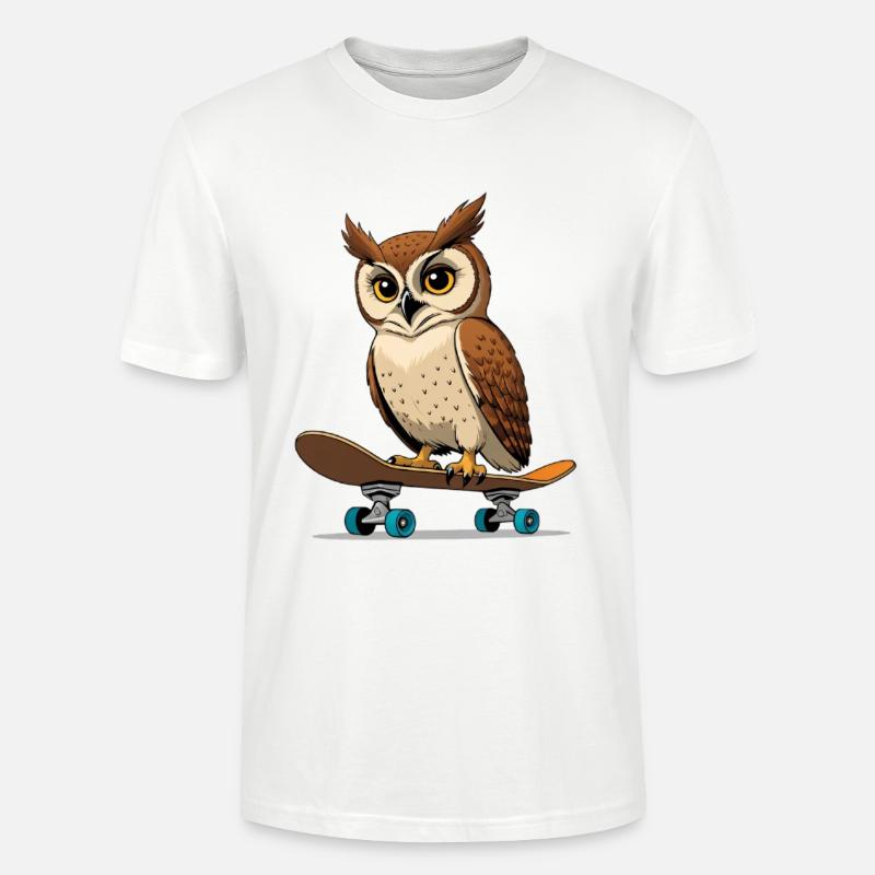 Eule auf Skateboard im Comic-Stil - Stanley/Stella Unisex Bio-T-Shirt CRAFTER - Weiß
