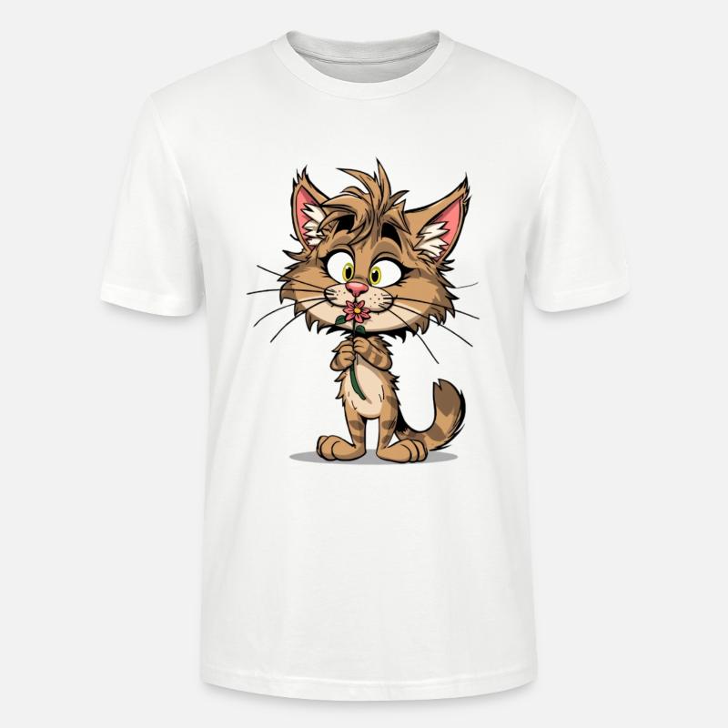 Chat mignon avec fleur - T-shirt bio CRAFTER Stanley Stella Unisexe - blanc