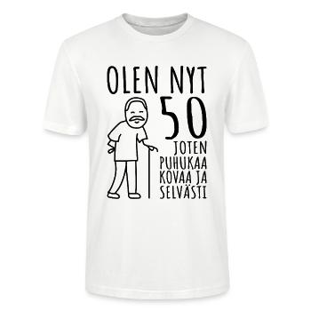 50 anniversaire homme années 50 j’ai 50 ans - T-shirt bio CRAFTER Stanley Stella Unisexe - blanc - Devant - Alina (178cm) & Michal (187cm)