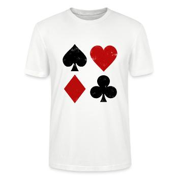 Spielkarten Geometrie - Stanley/Stella Unisex Bio-T-Shirt CRAFTER - Weiß - Vorne - Alina (178cm) & Michal (187cm)