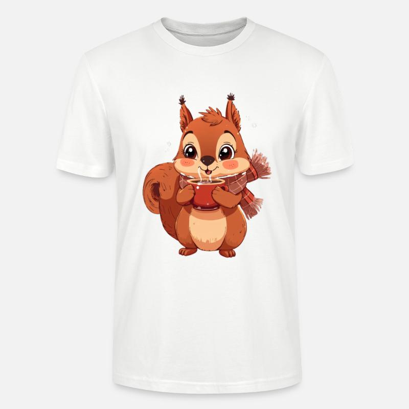 Winterliches Eichhörnchen mit Tasse - Stanley/Stella Unisex Bio-T-Shirt CRAFTER - Weiß