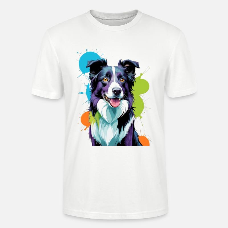 Buntgespritzter Border Collie - Stanley/Stella Unisex Bio-T-Shirt CRAFTER - Weiß