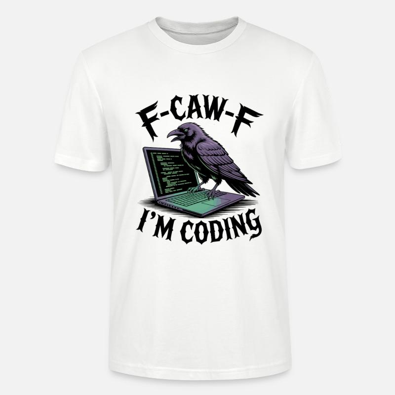 RabenCoder: Code Raven on the laptop - Stanley/Stella CRAFTER Unisex Organic T-Shirt - white