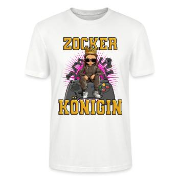 zocker Königin - Stanley/Stella Unisex Bio-T-Shirt CRAFTER - Weiß - Vorne - Alina (178cm) & Michal (187cm)