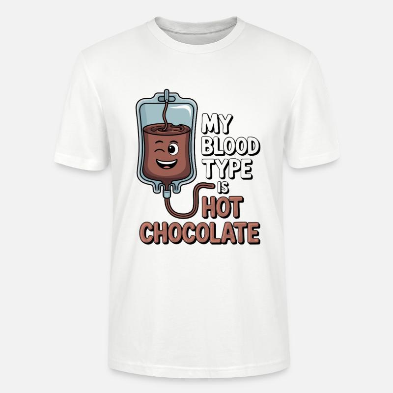 Chocolat chaud de mon groupe sanguin - T-shirt bio CRAFTER Stanley Stella Unisexe - blanc