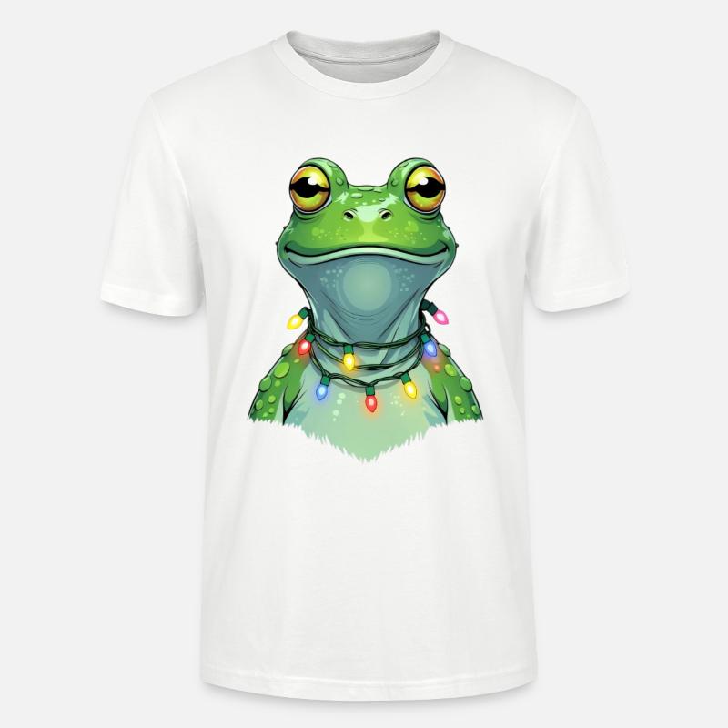 Lichterfrosch mit Weihnachtskette - Stanley/Stella Unisex Bio-T-Shirt CRAFTER - Weiß