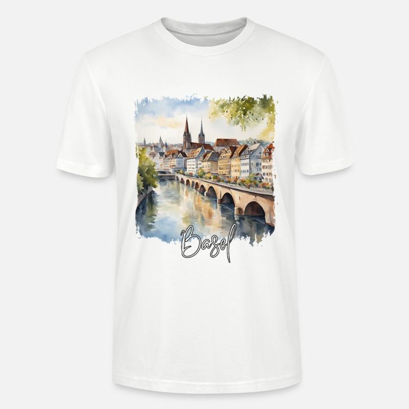 Basel Aquarell, Basel Schweiz - Stanley/Stella Unisex Bio-T-Shirt CRAFTER - Weiß
