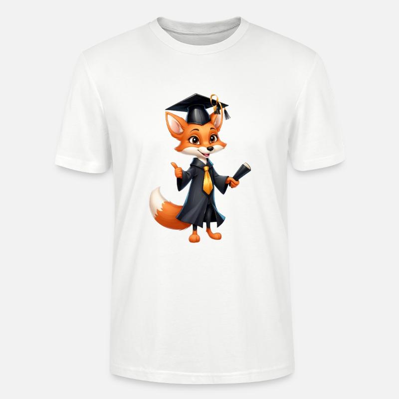 Abschlussfuchs mit Diplomhut - Stanley/Stella Unisex Bio-T-Shirt CRAFTER - Weiß