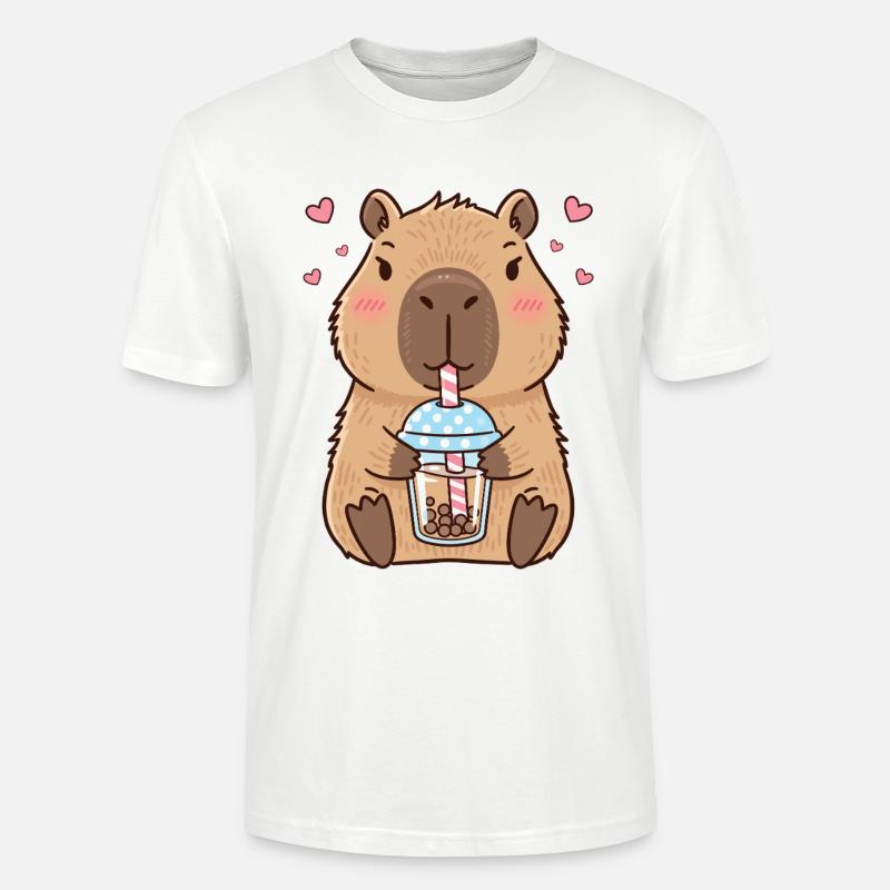 Kapibara Bubble Tea Kawaii - Ekologiczna koszulka typu unisex Stanley/Stella CRAFTER - biały