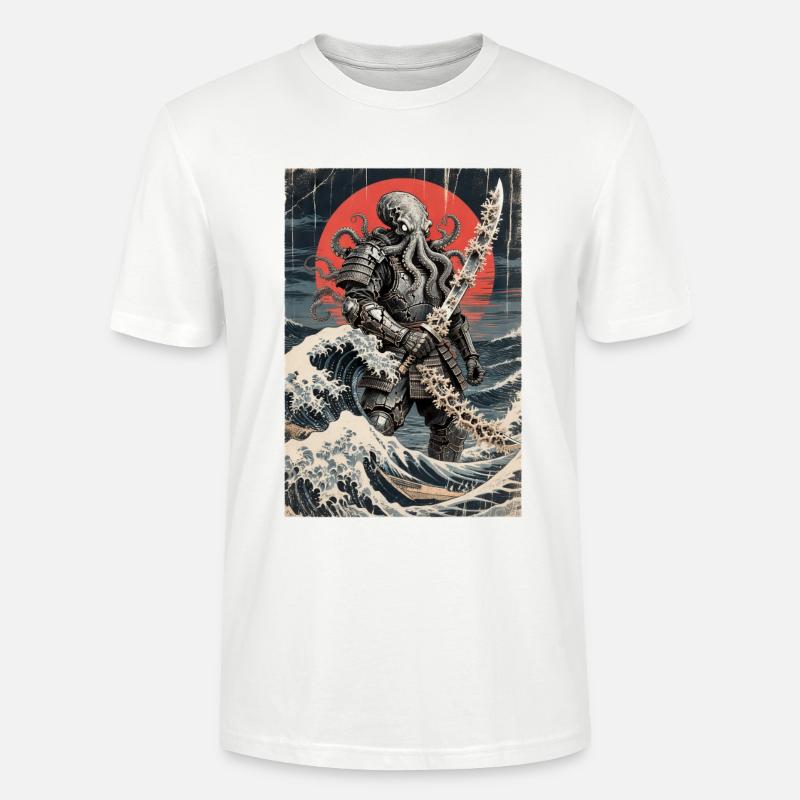 Samurai Oktopus Tentakel Monster Japanisch Ukiyo-e - Stanley/Stella Unisex Bio-T-Shirt CRAFTER - Weiß