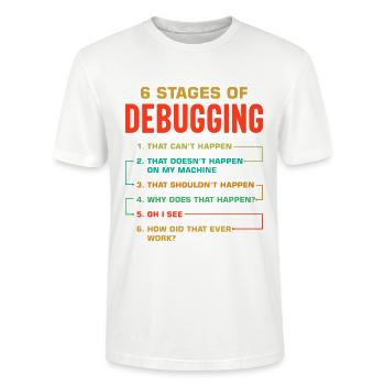 6 Stufen des Debuggings - Stanley/Stella Unisex Bio-T-Shirt CRAFTER - Weiß - Vorne - Alina (178cm) & Michal (187cm)