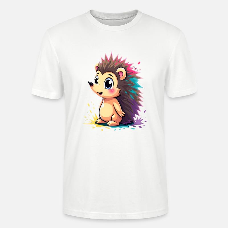 Hérisson à épines arc-en-ciel - T-shirt bio CRAFTER Stanley Stella Unisexe - blanc