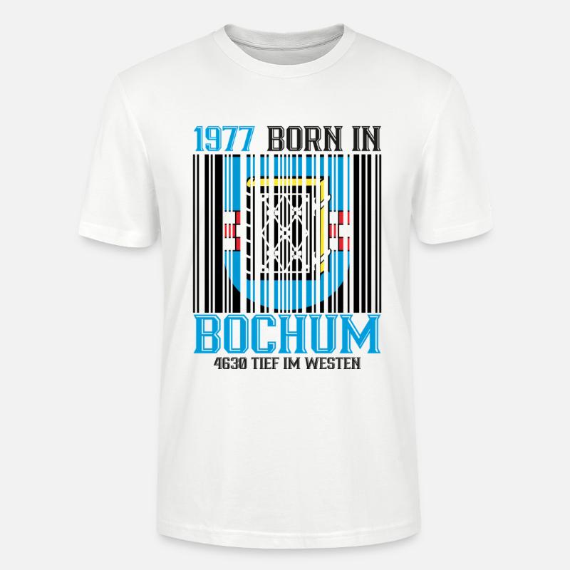 Code-barres Bouclier de Bochum 1977 - T-shirt bio CRAFTER Stanley Stella Unisexe - blanc