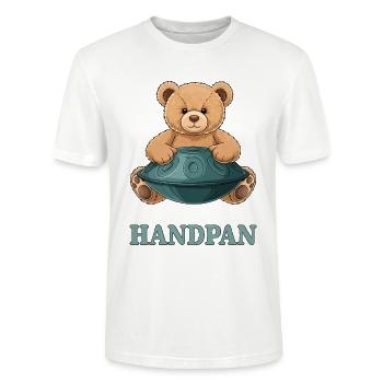 Handpan Teddy Bear - Stanley/Stella Unisex Bio-T-Shirt CRAFTER - Weiß - Vorne - Alina (178cm) & Michal (187cm)