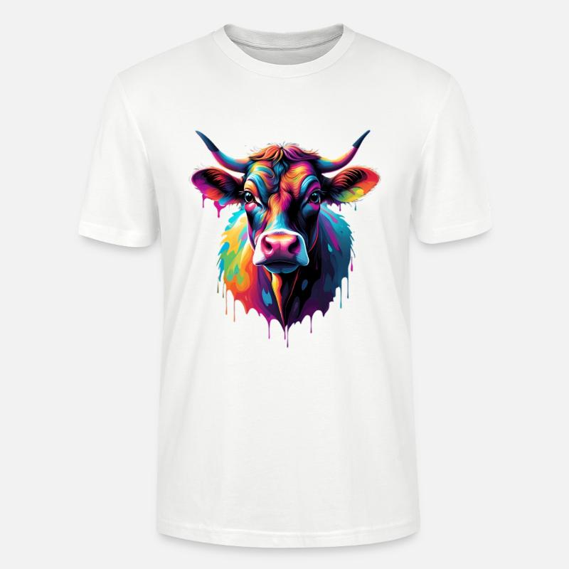 Bunte Kuh Kopf Farbexplosion - Stanley/Stella Unisex Bio-T-Shirt CRAFTER - Weiß