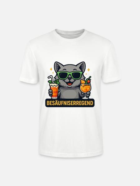 Katzenbar Partyheld mit Drinks - Stanley/Stella Unisex Bio-T-Shirt CRAFTER - Weiß