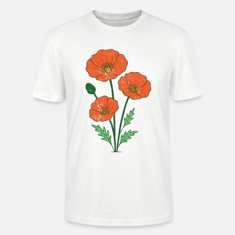 Orange Mohnblumen botanische Illustration - Stanley/Stella Unisex Bio-T-Shirt CRAFTER - Weiß