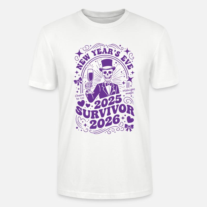 Silvester 2025 Überlebender 2026 Mitternachtsmagie - Stanley/Stella Unisex Bio-T-Shirt CRAFTER - Weiß