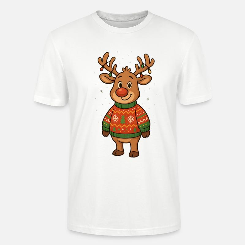 Winterhirsch im Weihnachtspullover - Stanley/Stella Unisex Bio-T-Shirt CRAFTER - Weiß