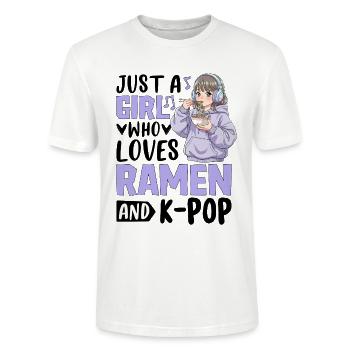 Just A Girl Who Loves Ramen And K-Pop - Stanley/Stella CRAFTER Unisex Organic T-Shirt - white - Front - Alina (178cm) & Michal (187cm)