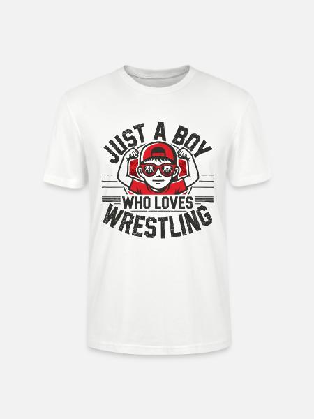 Wrestling, Ringen, Just A Boy Who Loves Wrestling - Stanley/Stella Unisex Bio-T-Shirt CRAFTER - Weiß