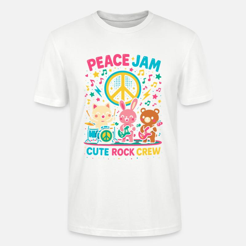 Peace Jam Rock crew, groupe mignon - T-shirt bio CRAFTER Stanley Stella Unisexe - blanc
