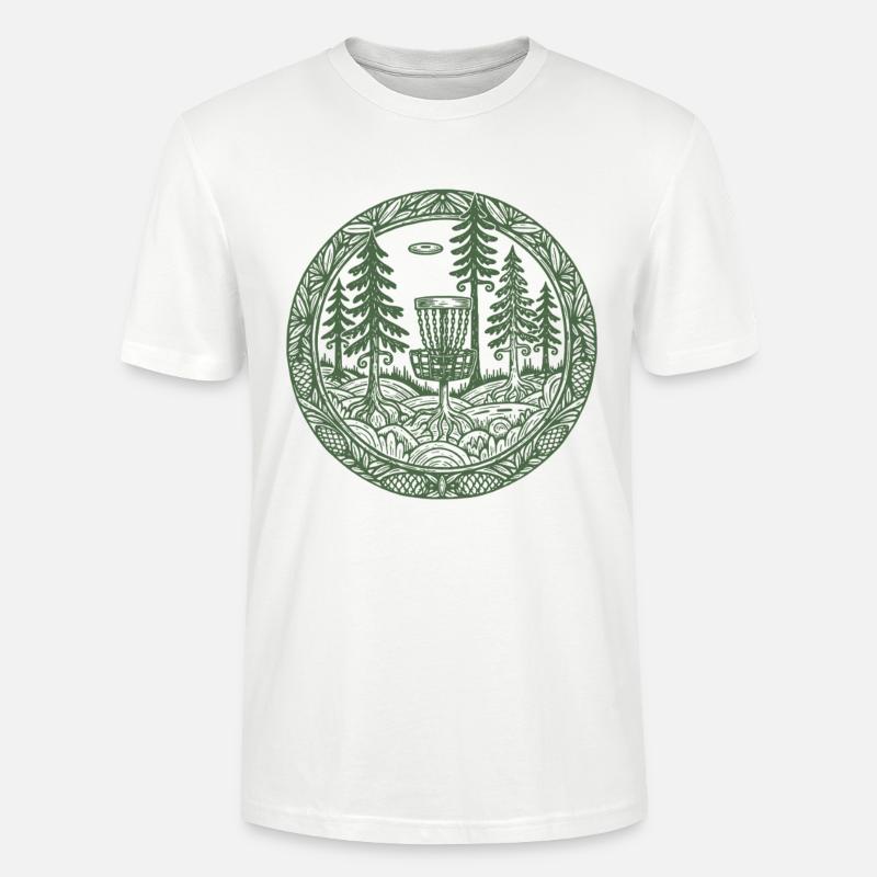 Forest Disc Golf Basket Flying Disc Course Scene - Stanley/Stella CRAFTER Unisex Organic T-Shirt - white