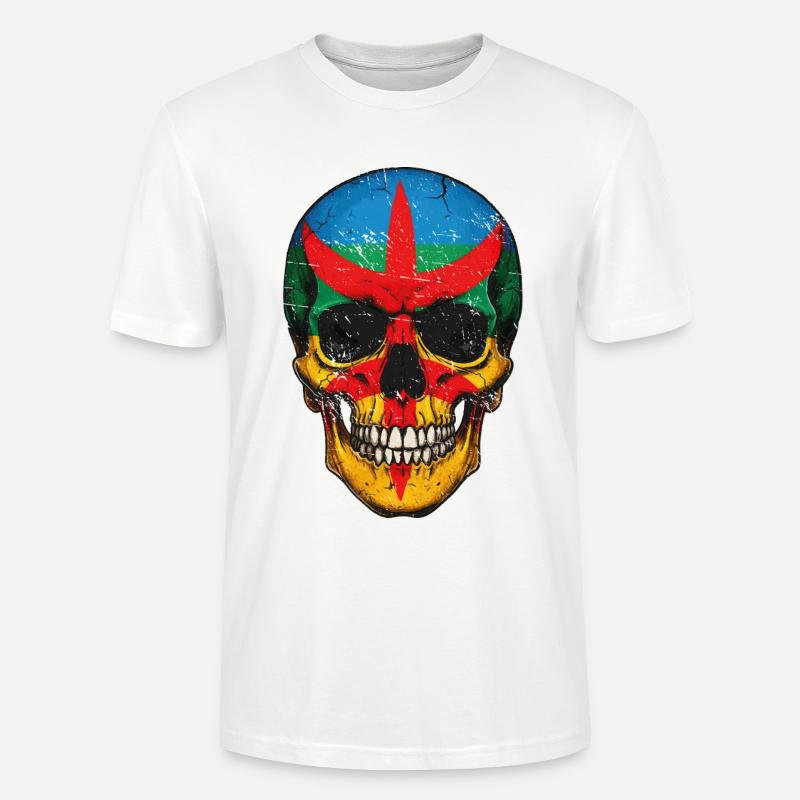 Bunte Berberflaggen-Schädel – Berber-Schädel - Stanley/Stella Unisex Bio-T-Shirt CRAFTER - Weiß