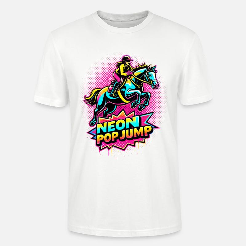Neon Pop Jump – Reiten Springpferd - Stanley/Stella Unisex Bio-T-Shirt CRAFTER - Weiß