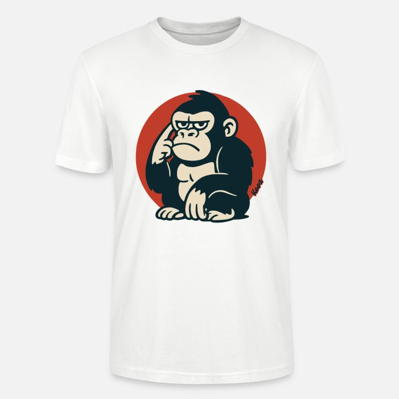 Nachdenklicher Affe im Retro-Stil - Stanley/Stella Unisex Bio-T-Shirt CRAFTER - Weiß
