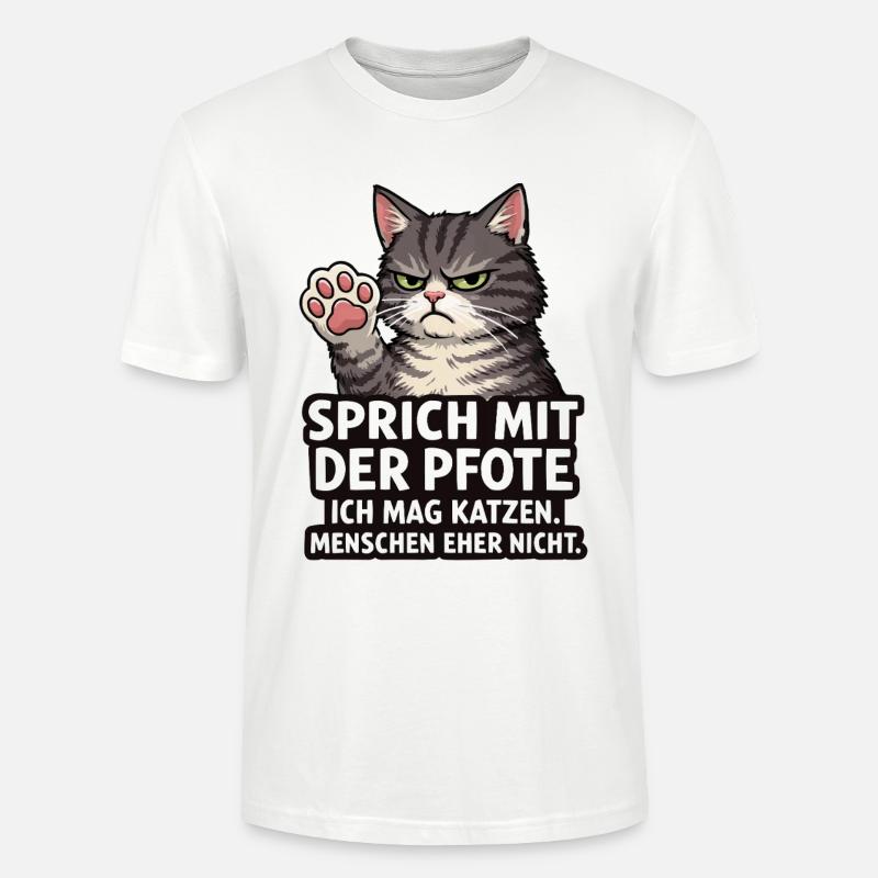 Sprich mit der Pfote – Grumpy Katze - Stanley/Stella Unisex Bio-T-Shirt CRAFTER - Weiß