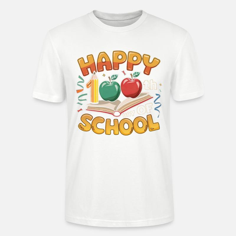 Conception du centième anniversaire de l’école - T-shirt bio CRAFTER Stanley Stella Unisexe - blanc