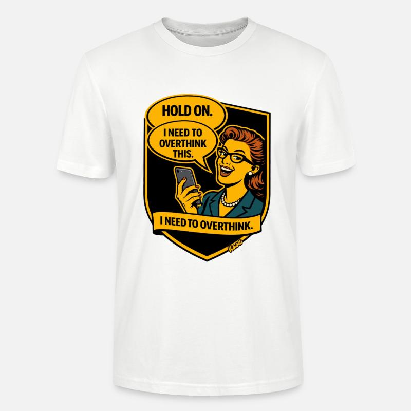Repenser la bande dessinée rétro - Overthinker - T-shirt bio CRAFTER Stanley Stella Unisexe - blanc