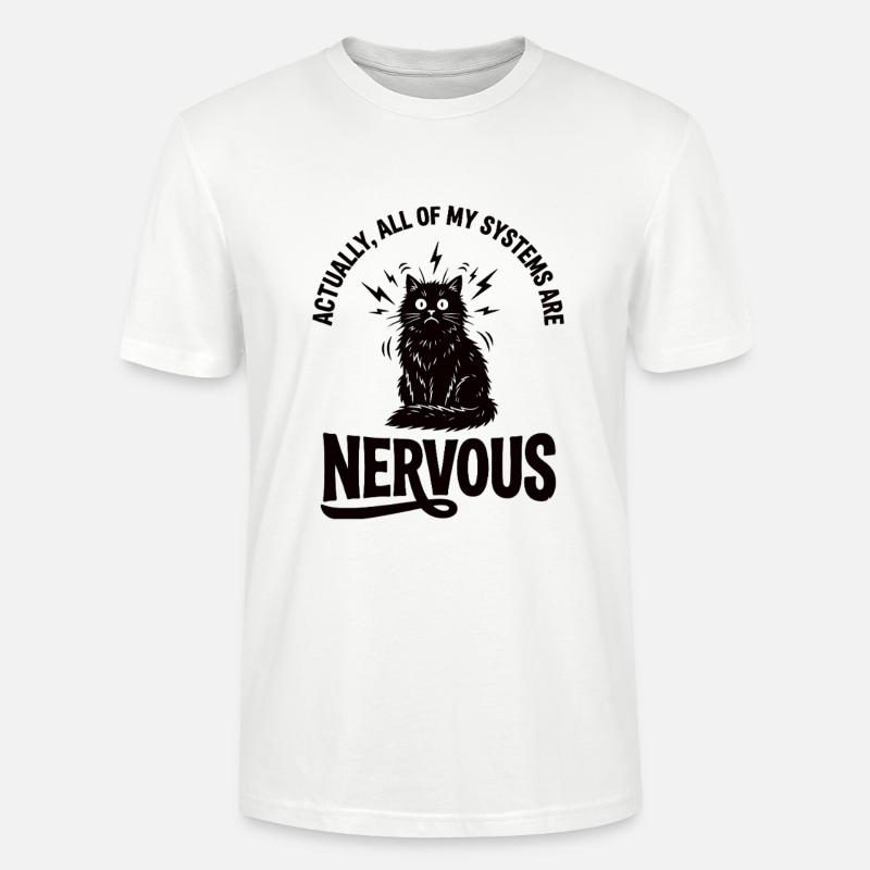 Echte Ironie Katze Nervensystem Statement - Stanley/Stella Unisex Bio-T-Shirt CRAFTER - Weiß
