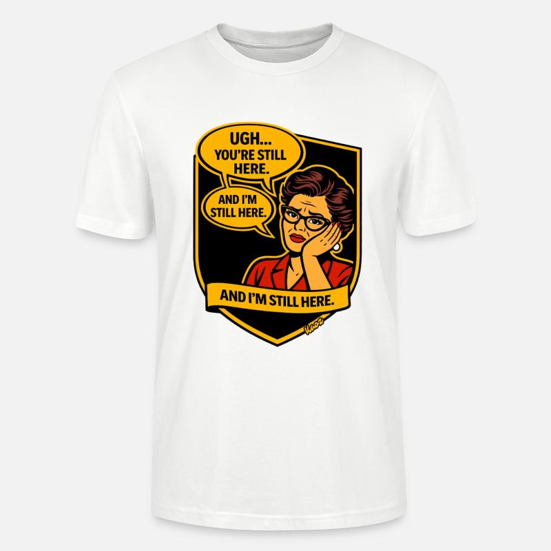 Rétro Comic Lady : toujours là - T-shirt bio CRAFTER Stanley Stella Unisexe - blanc