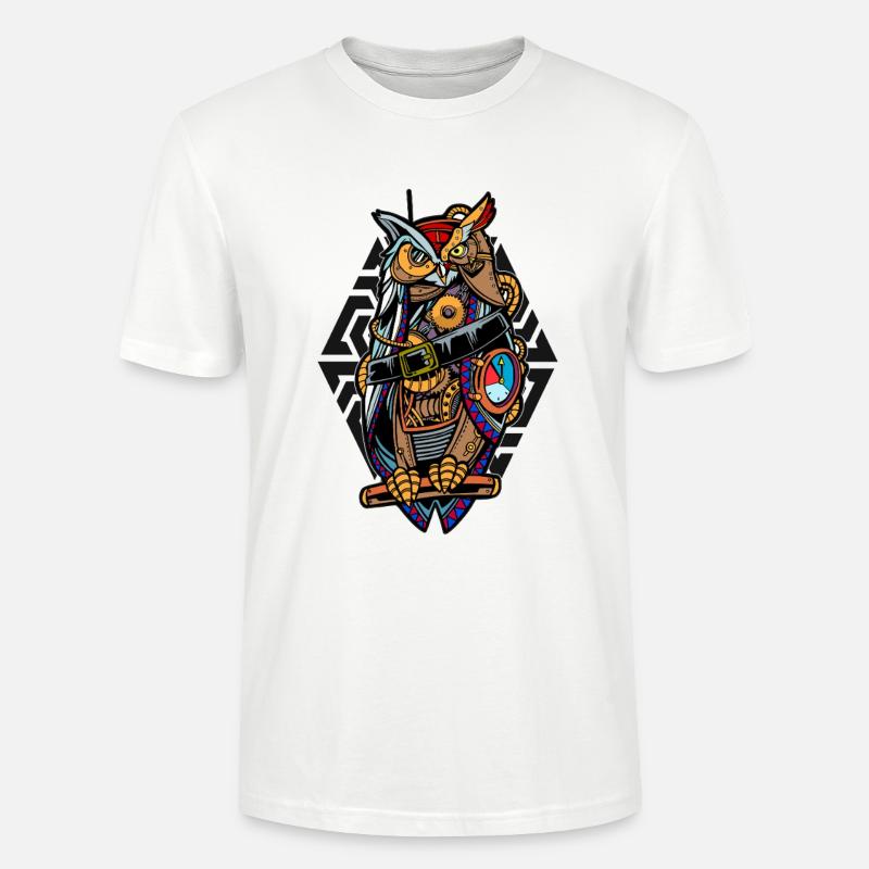 Steampunk-Eule mit Zahnrädern Mystisch Mechanisch  - Stanley/Stella Unisex Bio-T-Shirt CRAFTER - Weiß