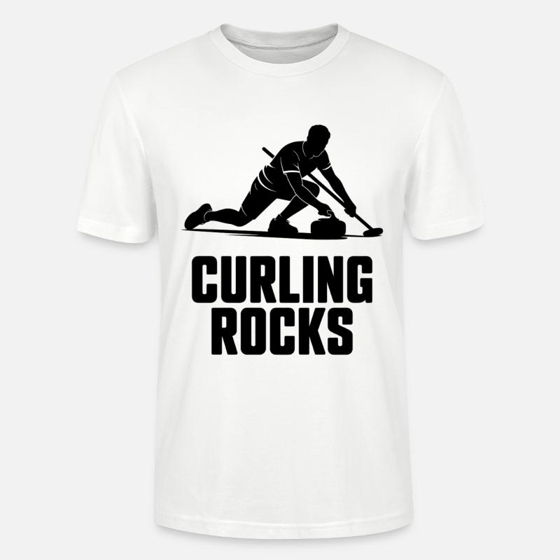 Curling Rocks Wintersport Silhouette Man - Stanley/Stella Unisex Bio-T-Shirt CRAFTER - Weiß