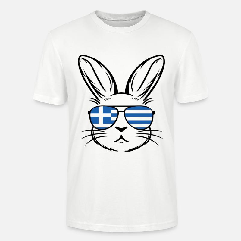 Greek Easter Greek Flag Easter Bunny - Stanley/Stella CRAFTER Unisex Organic T-Shirt - white